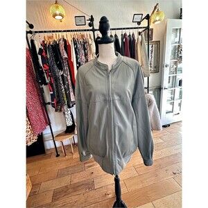 Torras Grey Leather and Cable Knit Wool Bomber Jacket